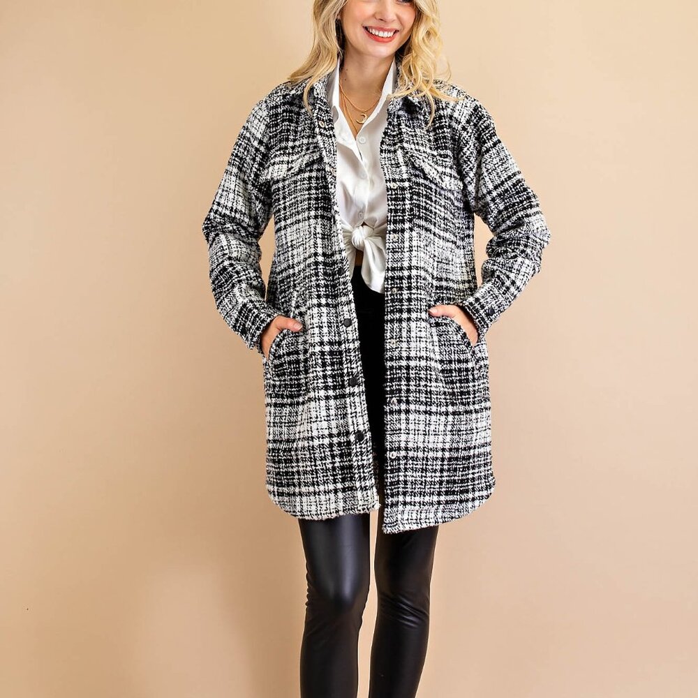 NWT Plaid Check Textured Shacket Jacket